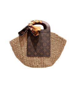 Louis Vuitton Raffia Monogram Crossbody Shoulder Bag Natural 21Cm