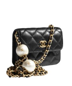 Chanel Clutch With Strap Pearlescent Lambskin Black 13Cm Ap4010 B16719 94305