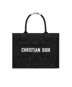Dior Medium Book Tote Toile De Jouy Soleil Macramé Black 36Cm M1296Zecy M911