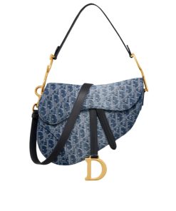Dior Saddle Bag With Strap Oblique Jacquard Blue Denim 25Cm M0455Cdce M49E
