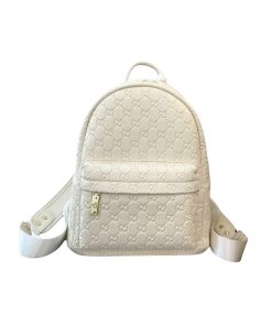 Gucci Gg Embossed Leather Backpack White 26Cm