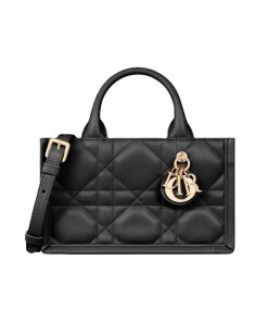 Dior Mini Dior Book Tote Macrocannage Calfskin Black 21Cm S5573Owhp M900