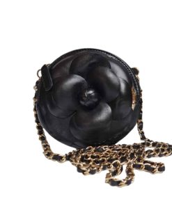 Chanel Camellia Clutch With Chain Black 12Cm