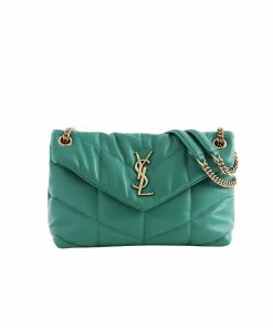 Saint Laurent Loulou Puffer Small Shoulder Bag In Jade Green 28Cm