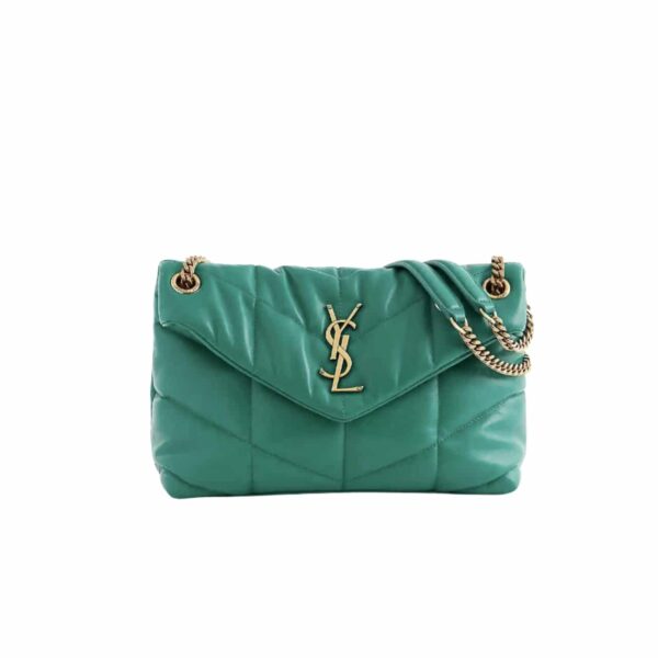 Saint Laurent Loulou Puffer Small Shoulder Bag In Jade Green 28Cm