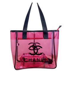 Chanel Cc Chain Tote Pvc And Leather Pink 41Cm