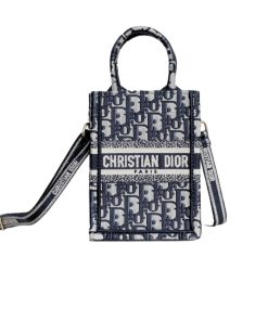 Dior Mini Book Tote Phone Oblique Blue 14Cm