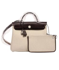Hermes Vache Hunter Toile Herbag Zip 31 Beige 31Cm