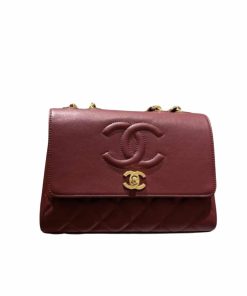 Chanel Vintage Flap Bag Wine Red 22Cm