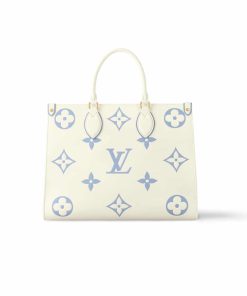 Louis Vuitton Onthego Mm Bag Latte And Candy Blue 34Cm M46833