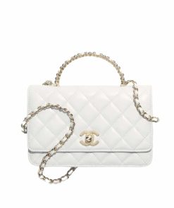 Chanel Clutch With Strap Shiny Crumpled Lambskin With Imitation Pearls White 20Cm Ap3803 B15603 10601