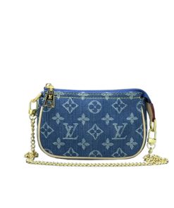 Louis Vuitton Mini Pochette Accessoires Monogram Denim Blue 10Cm M82960