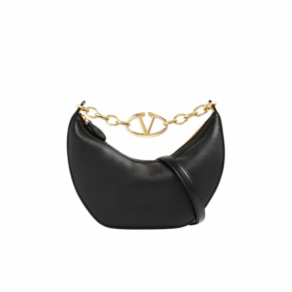 Valentino Garavani Small V Logo Gate Leather Top Handle Bag Black 24Cm