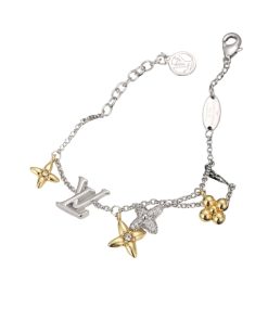 Louis Vuitton Lv Gram Bracelet With Flower Charms White Gold