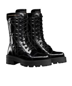 Dior D Unit Ankle Boot Quilted Cannage Calfskin Black Kci995Cqc S900