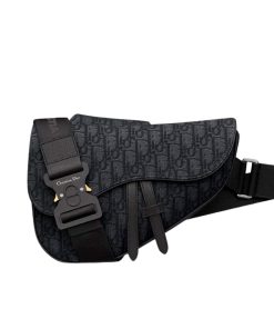 Dior Oblique Jacquard Saddle Bag Black 25Cm 1Adpo093Yky H00N