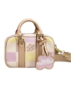 Louis Vuitton Nano Porte Documents Voyage Portable Briefcase Damier Golf Canvas Pink 20Cm