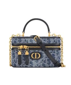Dior 30 Montaigne Mini Vanity Case Blue Denim 17Cm S2332Udce M49E