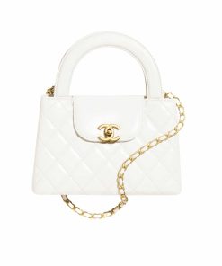 Chanel Mini Shopping Bag Shiny Crumpled Calfskin White 20Cm As4416 B15566 10601