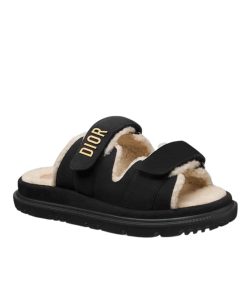 Dior Dioract Slide Suede Goatskin Black Kco105Sku S900