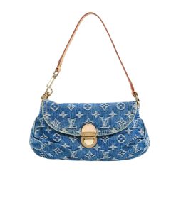Louis Vuitton Pleaty Handbag Monogram Denim Blue 26Cm M95050