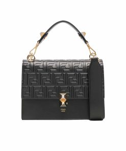 Fendi Logo Embossed Kan I Black 24Cm