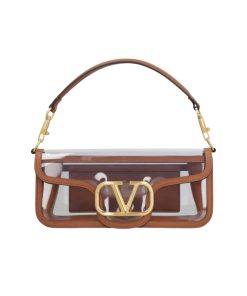 Valentino Garavani Locò Pvc And Leather Shoulder Bag Brown 24Cm