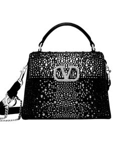 Valentino Garavani Vsling Crystal Embellished Bag In Black 19Cm