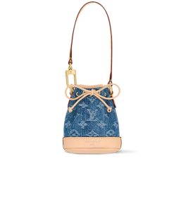 Louis Vuitton Micro Noe Bag Charm Monogram Denim Blue 10Cm M01700