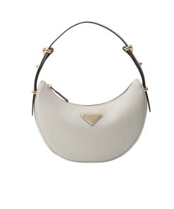Prada Arqué Leather Shoulder Bag White 23Cm 1Bc194 Ask F0Pg7 V Ooo