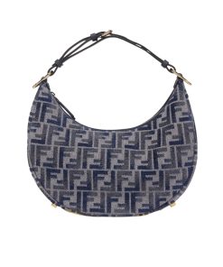 Fendi Fendigraphy Small Dark Blue Ff Chenille Bag 30Cm 8Br798Asu0F1Pqm