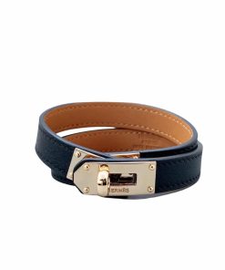Hermes Kelly Double Tour Bracelet Leather Black H068438Cd89T1