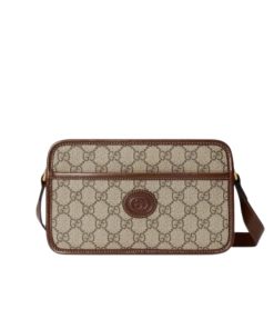 Gucci Mini Bag With Interlocking G In Gg Supreme Brown 22Cm