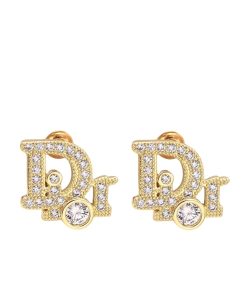 Dior Stud Earrings With Crystal In Gold
