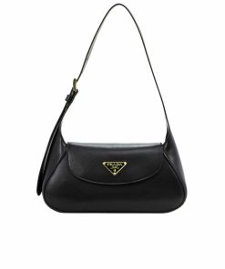 Prada Triangle Logo Shoulder Bag Black 24Cm