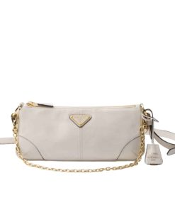 Prada Re Edition 2002 Leather Shoulder Bag White 23Cm