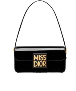 Dior Miss Dior Flap Bag Patent Calfskin Black 20Cm