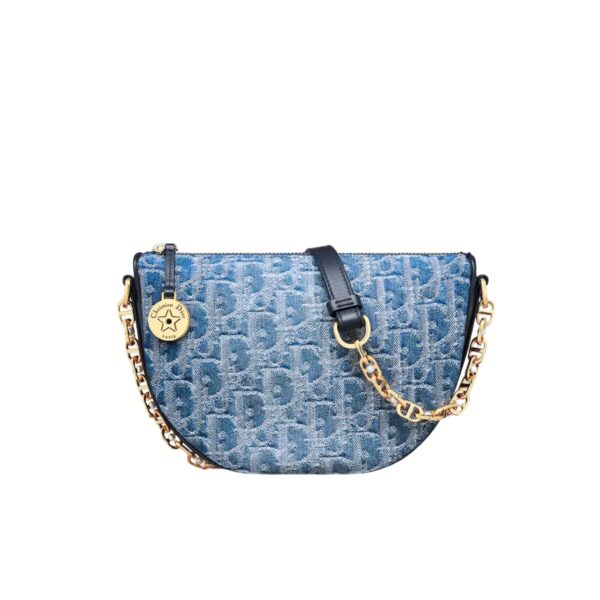Dior Diorstar Callisto Bag Oblique Jacquard Blue Denim 20Cm S3206Udce M49E