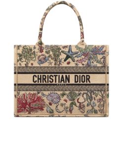 Dior Medium Book Tote Raffia Embroidered Motif Beige 36Cm M1296Zeea M918