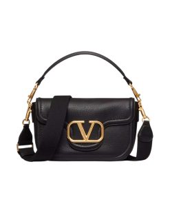 Valentino Garavani Alltime Grainy Calfskin Shoulder Bag Black 23Cm 5W0B0N20Imz 0No