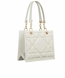 Dior Essential Tote Bag Archicannage Calfskin White 26Cm