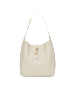 Saint Laurent Le 5 À 7 Supple Large In Grained Leather White 31Cm 753837Aaauq9207