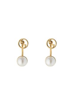 Gucci Blondie Resin Pearl Earrings In Gold 797497 Jcf27 8062