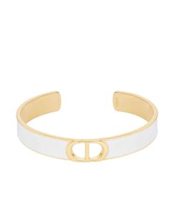 Dior Thin Bracelet 30 Montaigne Gold White B2623Womlq D301
