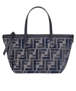 Fendi Roll Mini Ff Chenille Bag Dark Blue 16Cm 8Bs096Asu1F1Pqk