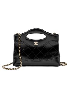 Chanel 24C Mini 31 Clutch With Chain Shiny Calfskin Black 24Cm