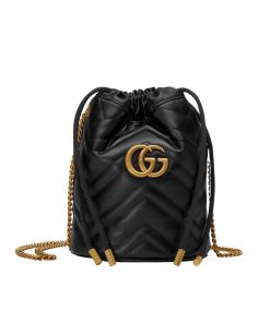 Gucci Gg Marmont Matelassé Chevron Mini Bucket Bag Black 15Cm ?575163 Dtdrt 1000