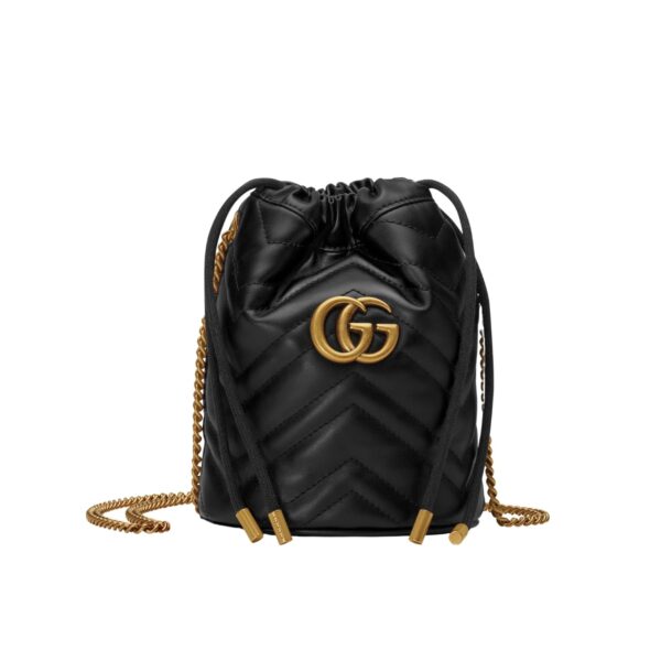 Gucci Gg Marmont Matelassé Chevron Mini Bucket Bag Black 15Cm ?575163 Dtdrt 1000