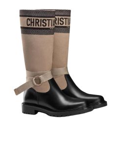 Dior D Major Boot Fabric And Calfskin In Taupe And Black Kci611Scn S46X