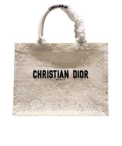 Dior Medium Book Tote Cabinet De La Mer Embroidery White 36Cm